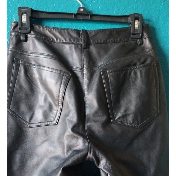 Vintage Vakko Sport Women's Size 4 Black Leather Straight Leg Pants - Picture 3 of 6